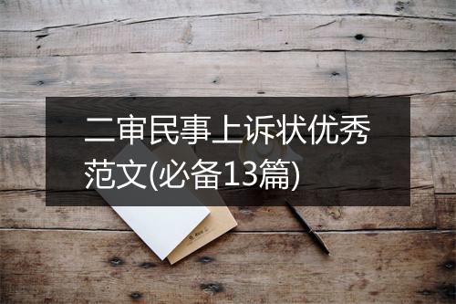 二审民事上诉状优秀范文(必备13篇)