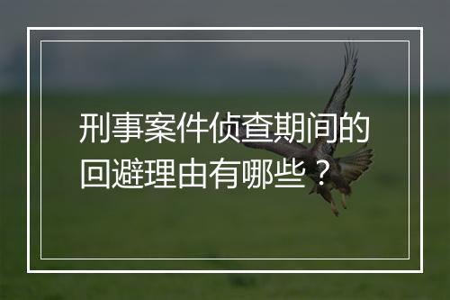 刑事案件侦查期间的回避理由有哪些？