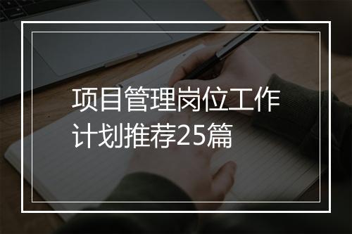 项目管理岗位工作计划推荐25篇