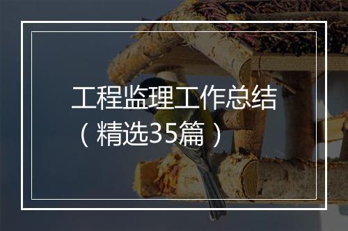 工程监理工作总结（精选35篇）