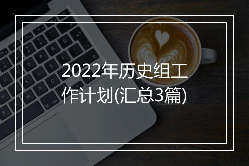 2022年历史组工作计划(汇总3篇)
