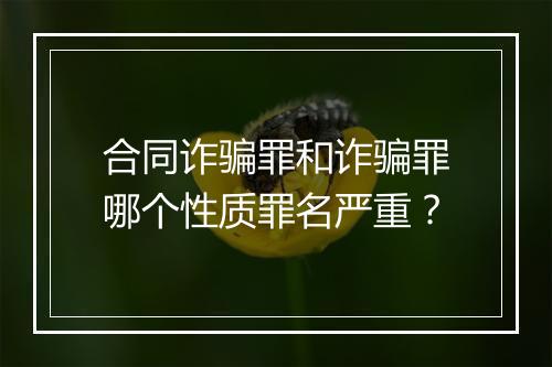 合同诈骗罪和诈骗罪哪个性质罪名严重？