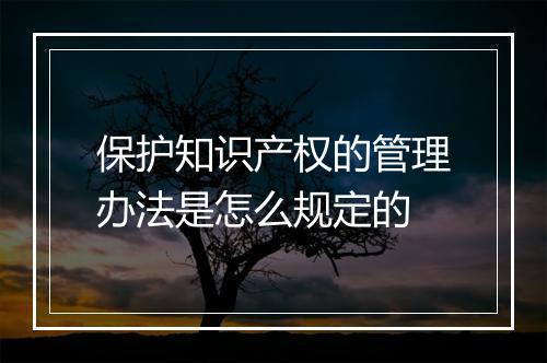 保护知识产权的管理办法是怎么规定的