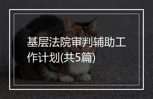 基层法院审判辅助工作计划(共5篇)