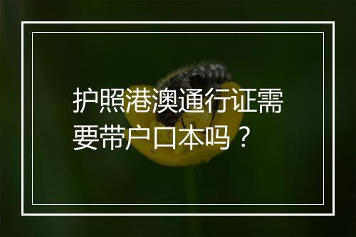护照港澳通行证需要带户口本吗？