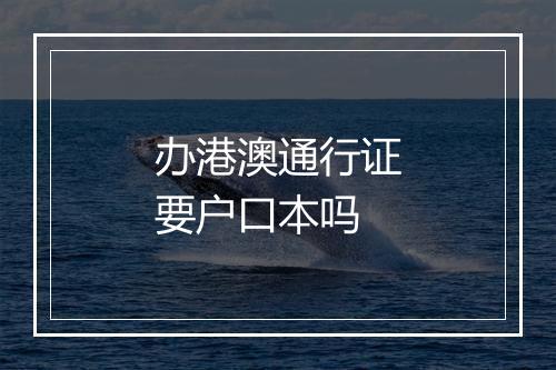 办港澳通行证要户口本吗