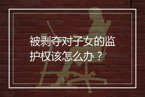 被剥夺对子女的监护权该怎么办？