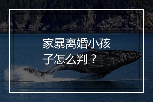 家暴离婚小孩子怎么判？