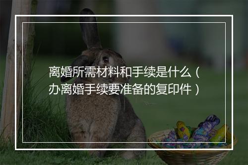 离婚所需材料和手续是什么（办离婚手续要准备的复印件）