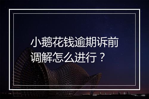 小鹅花钱逾期诉前调解怎么进行？