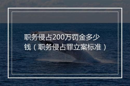 职务侵占200万罚金多少钱（职务侵占罪立案标准）
