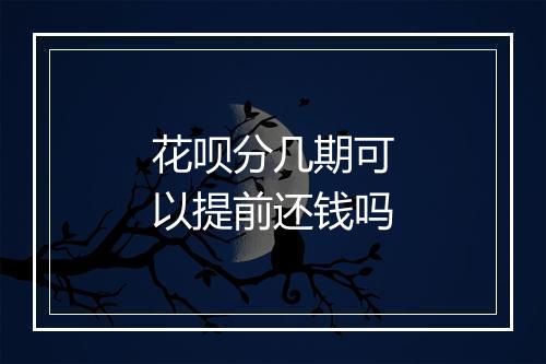 花呗分几期可以提前还钱吗