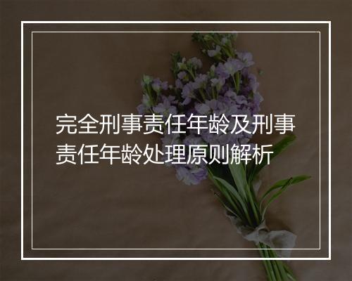 完全刑事责任年龄及刑事责任年龄处理原则解析