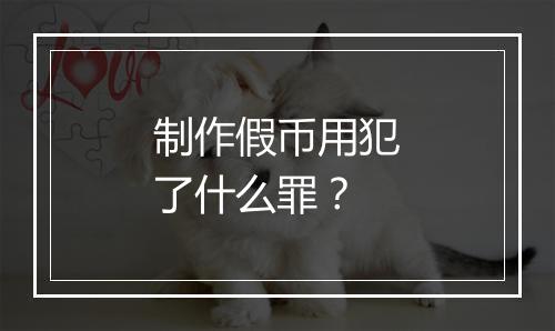 制作假币用犯了什么罪？
