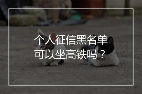 个人征信黑名单可以坐高铁吗？