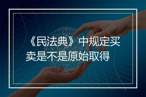《民法典》中规定买卖是不是原始取得