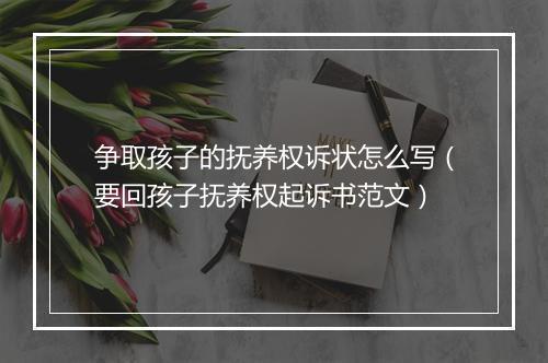 争取孩子的抚养权诉状怎么写（要回孩子抚养权起诉书范文）