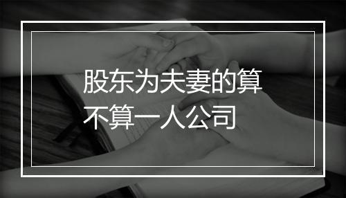 股东为夫妻的算不算一人公司