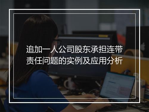追加一人公司股东承担连带责任问题的实例及应用分析