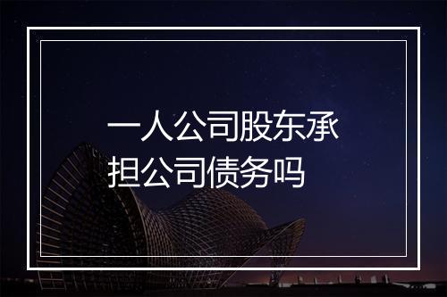 一人公司股东承担公司债务吗