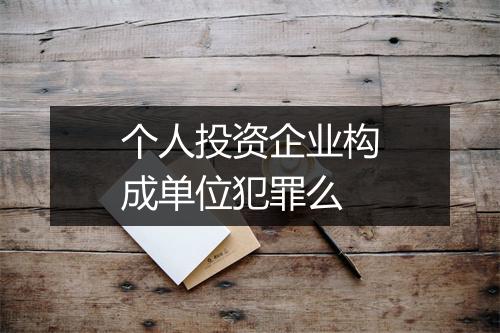 个人投资企业构成单位犯罪么