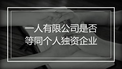 一人有限公司是否等同个人独资企业