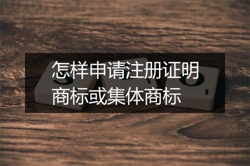 怎样申请注册证明商标或集体商标