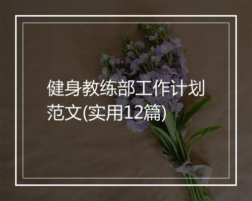 健身教练部工作计划范文(实用12篇)
