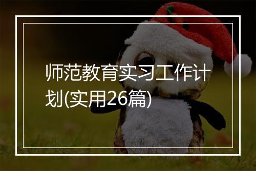 师范教育实习工作计划(实用26篇)