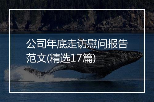 公司年底走访慰问报告范文(精选17篇)