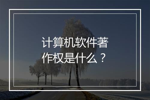 计算机软件著作权是什么？