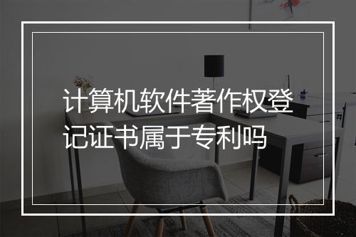 计算机软件著作权登记证书属于专利吗