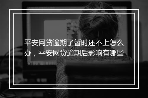 平安网贷逾期了暂时还不上怎么办，平安网贷逾期后影响有哪些