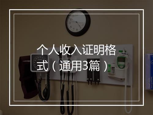 个人收入证明格式（通用3篇）