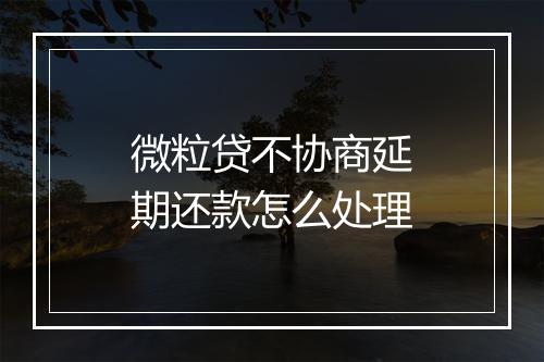 微粒贷不协商延期还款怎么处理