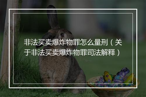 非法买卖爆炸物罪怎么量刑（关于非法买卖爆炸物罪司法解释）