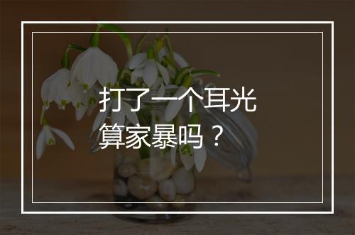 打了一个耳光算家暴吗？