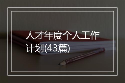 人才年度个人工作计划(43篇)