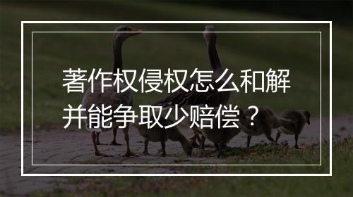 著作权侵权怎么和解并能争取少赔偿？