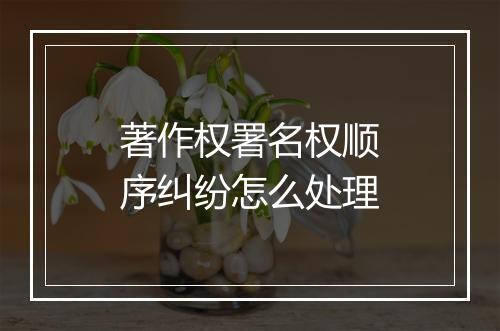 著作权署名权顺序纠纷怎么处理