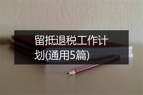 留抵退税工作计划(通用5篇)