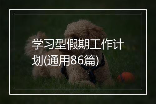 学习型假期工作计划(通用86篇)