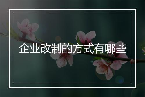 企业改制的方式有哪些