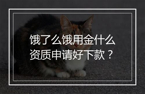 饿了么饿用金什么资质申请好下款？