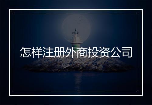 怎样注册外商投资公司
