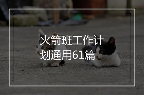火箭班工作计划通用61篇