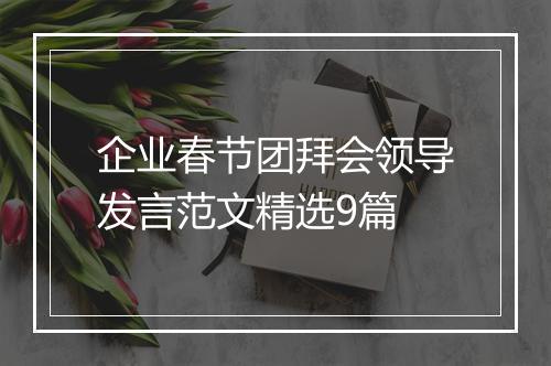 企业春节团拜会领导发言范文精选9篇