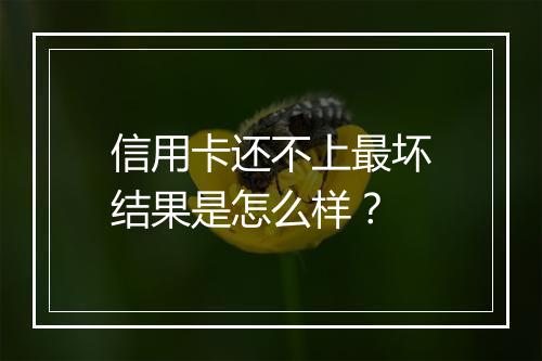 信用卡还不上最坏结果是怎么样？