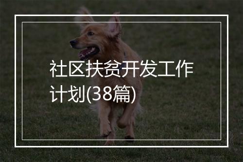 社区扶贫开发工作计划(38篇)