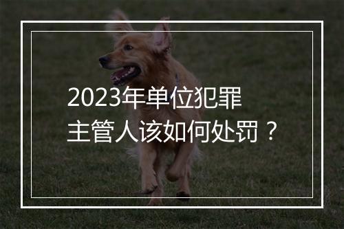 2023年单位犯罪主管人该如何处罚？